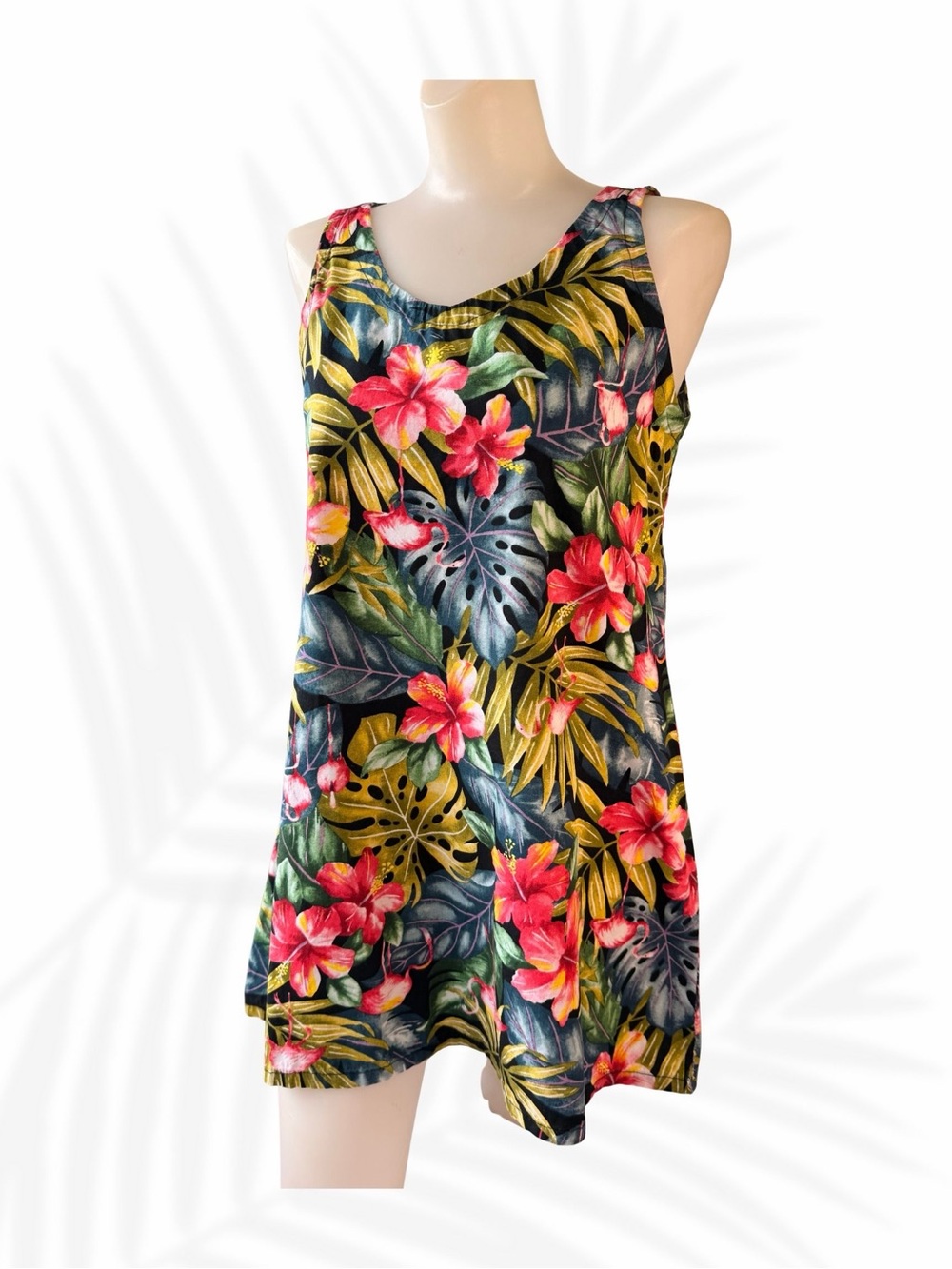 Handmade Hawaiian Tropical Floral Mini Dress Hibiscus Aloha Wear Small
